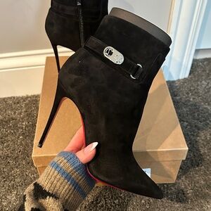 Christian Louboutin So Kate Suede Black Booties size 37.5